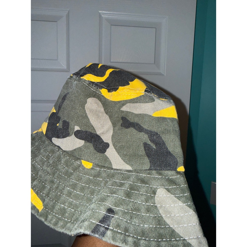 BJB Yellow Camo Bucket Hat Cotton Streetwear Sun Cap Camouflage Grey Green - Picture 2 of 6